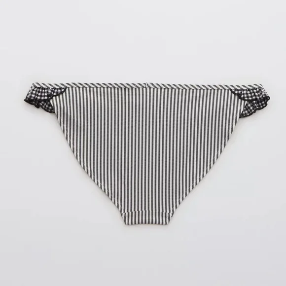 🕶AERIE SEERSUCKER RUFFLE WRAP BIKINI TOP SIZE M AND BOTTOM SIZE S - Picture 10 of 12
